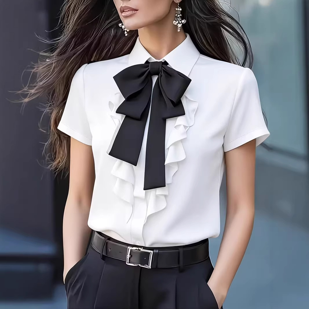 Shirt Camp Collar - Damska koszulka z krótkim rękawem, dużą