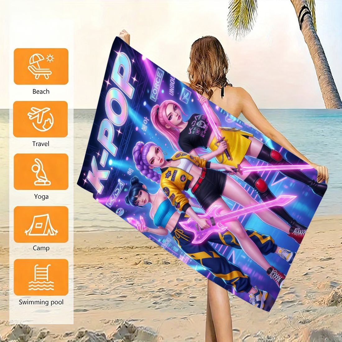 Beach Towel Large - Ręcznik plażowy z nadrukiem K-Pop Idol,