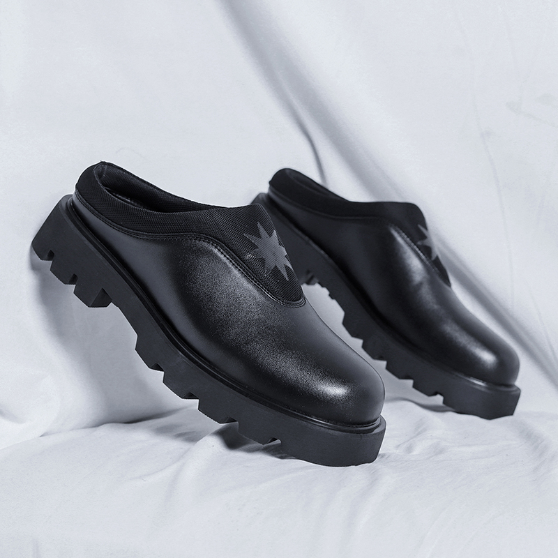 Flip Flop Leather Men - Męskie platformy typu mule, skórzane loafersy