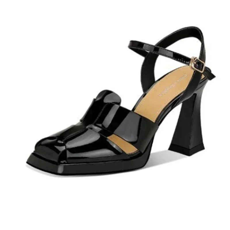 Casual Sandal Leather - Damskie sandały na wysokim obcasie, modne