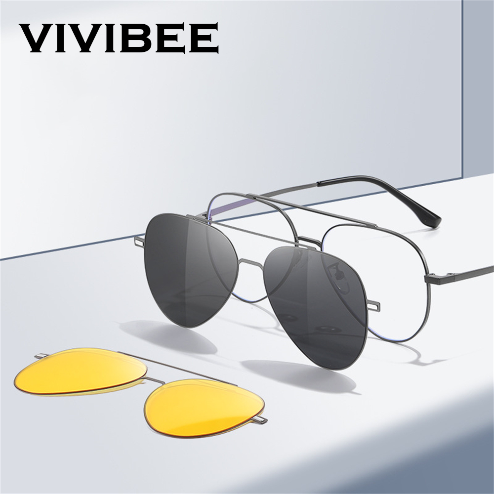 Sunglasses Aviator Polarized - Okulary przeciwsłoneczne z klipsem magnetycznym VIVIBEE