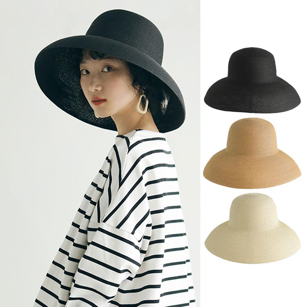 Bucket Hat Straw - Francuski styl Hepburn Słomkowy kapelusz z