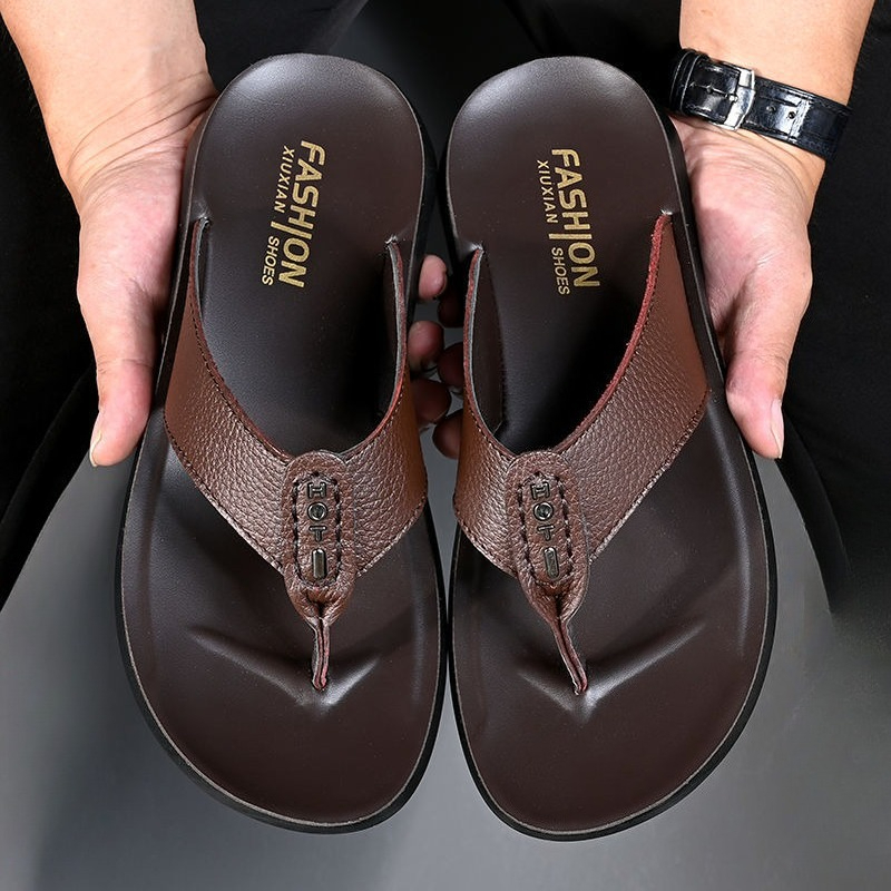Flip Flop Leather Men - Wyprzedaż Męskie Klapki Wysokiej Jakości Skórzane