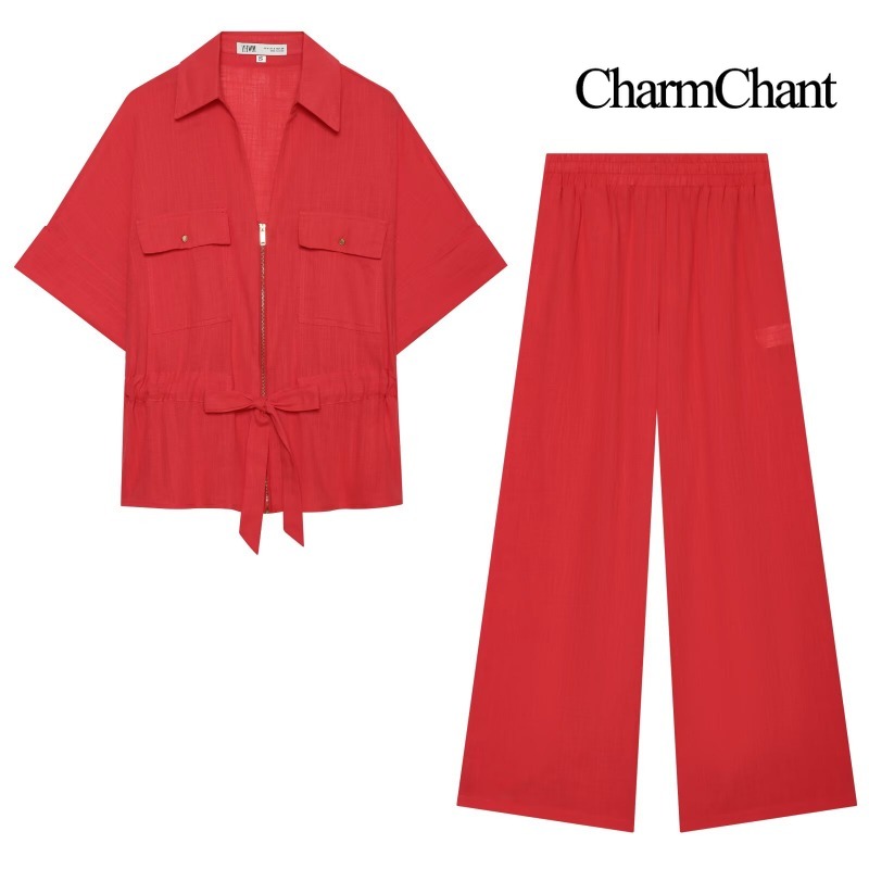 CHARMCHANT Damski dwuczęściowy – Short Linen Drawstring recenzja i cena