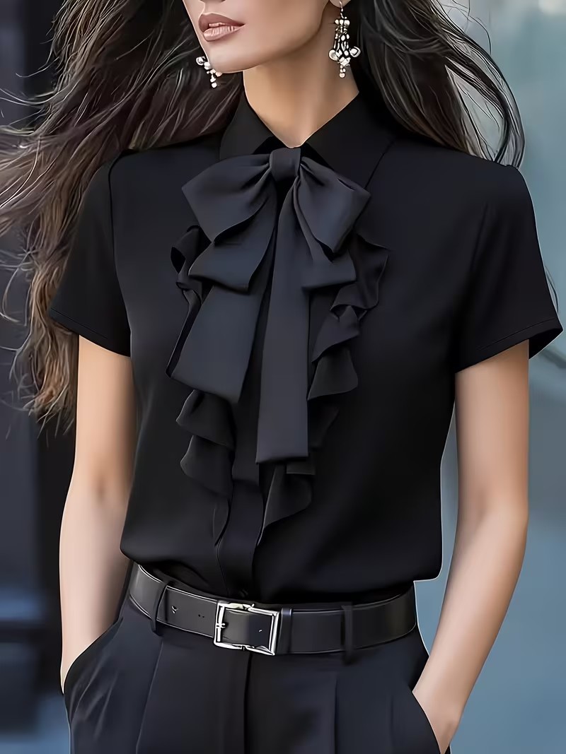 Damska koszulka z krótkim ręka – Shirt Camp Collar recenzja i cena