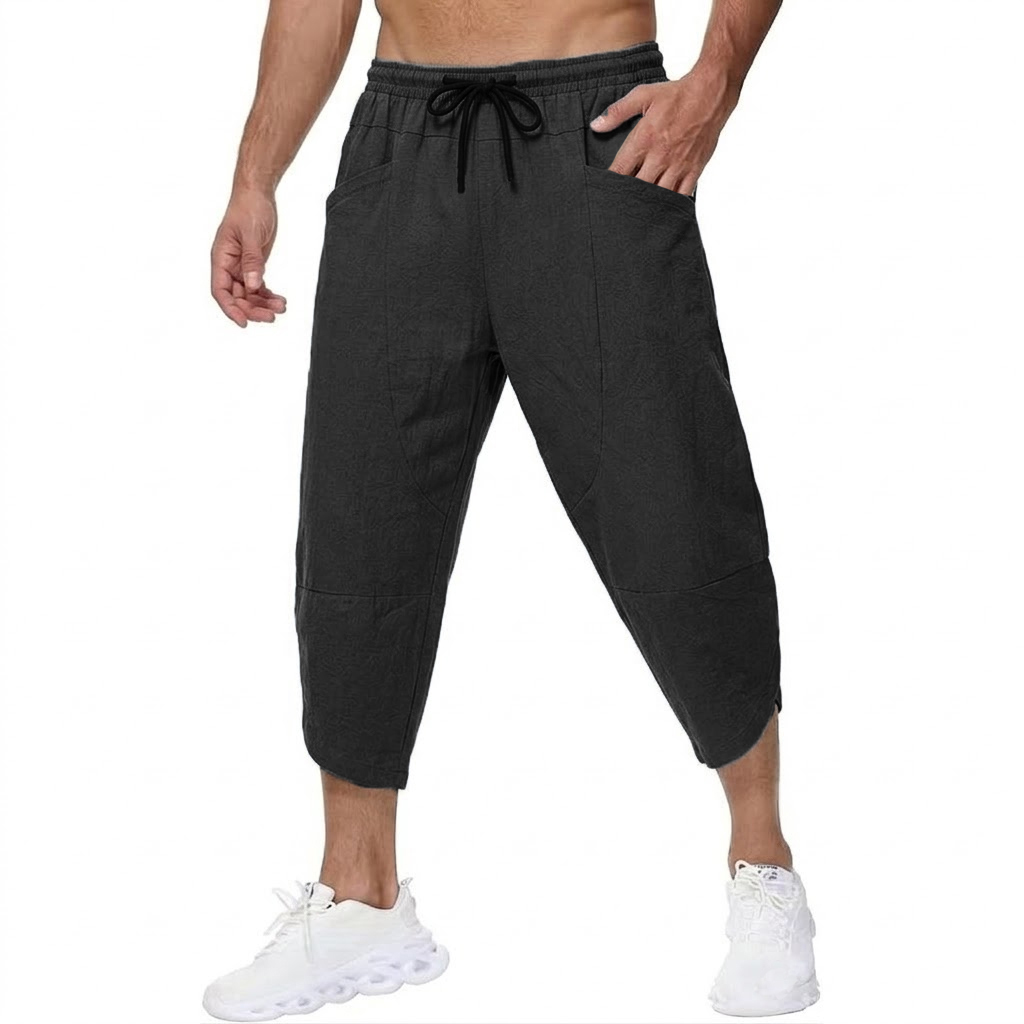 Letnie męskie lniane spodnie k – Short Linen Drawstring recenzja i cena