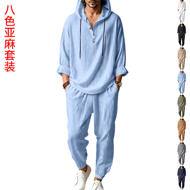 Męski letni lniany zestaw 2-cz – Short Linen Drawstring recenzja i cena