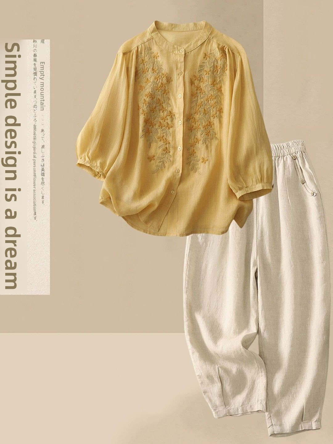 Letni, luźny komplet damski z  – Linen Shirt Breathable recenzja i cena