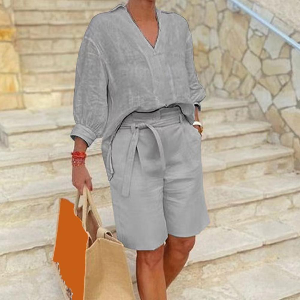 Damski dwuczęściowy zestaw z b – Linen Shirt Breathable recenzja i cena