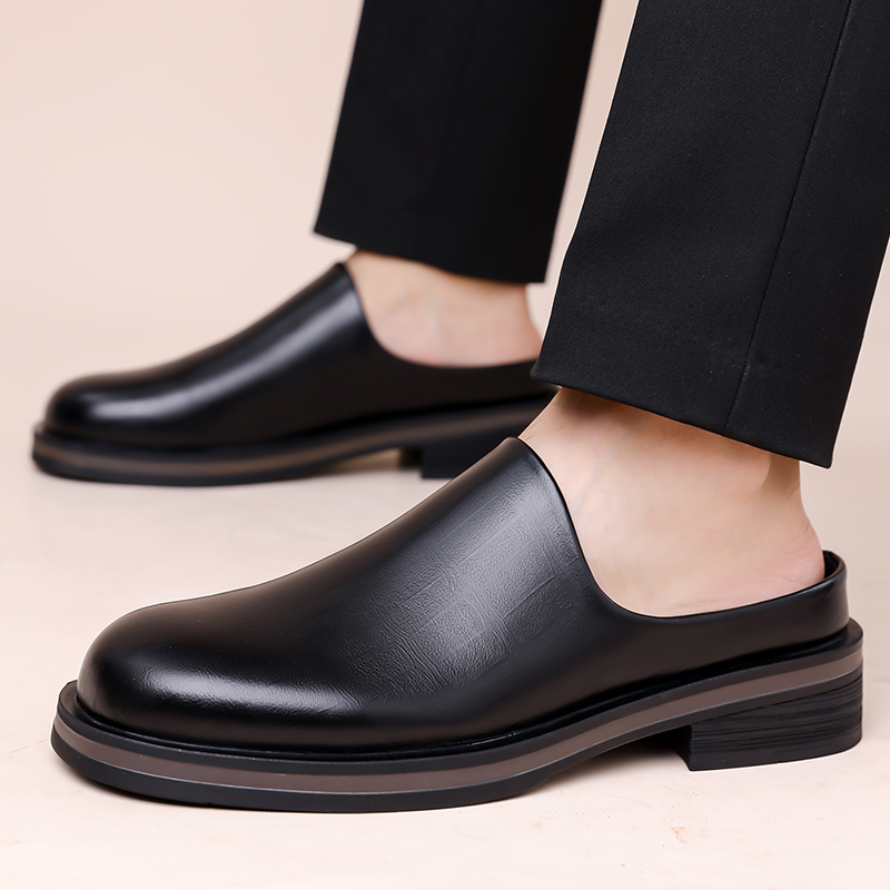 Męskie wsuwane półbuty, gruba  – Flip Flop Leather Men recenzja i cena