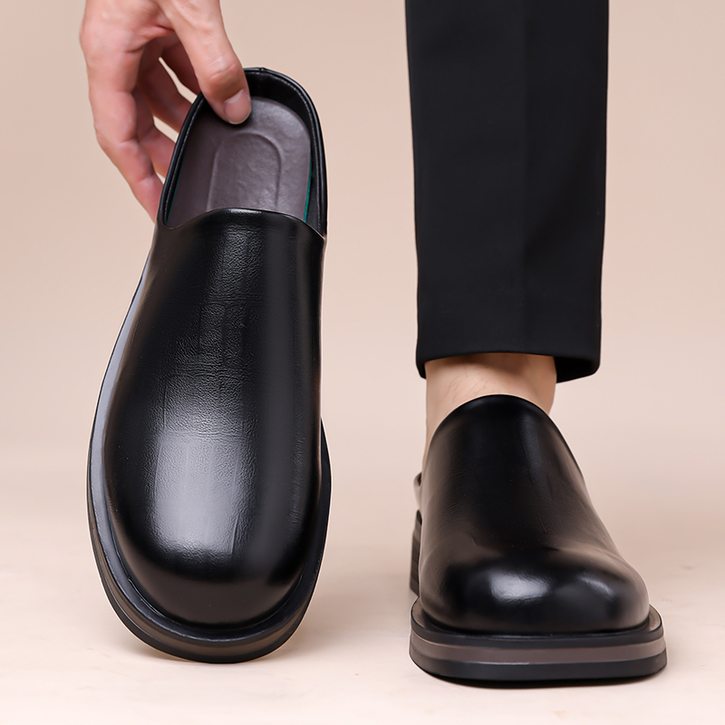 Męskie wsuwane półbuty, gruba  – Flip Flop Leather Men recenzja i cena