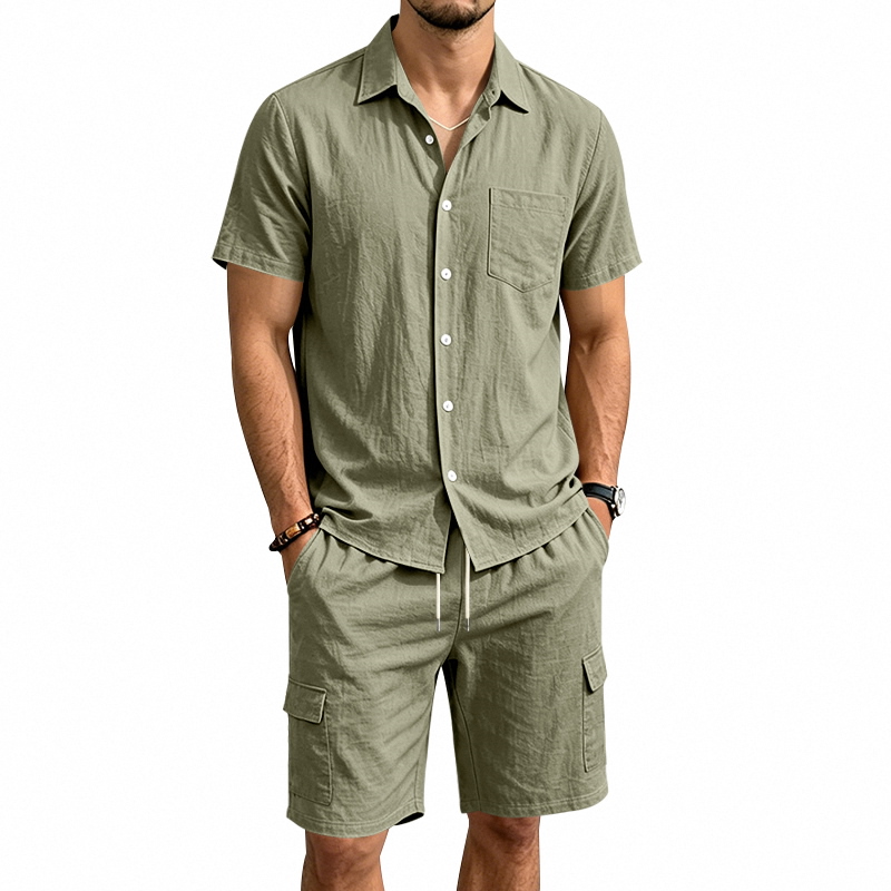 Męski letni lniany dwuczęściow – Linen Shirt Breathable recenzja i cena