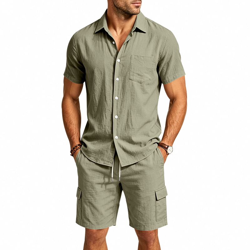 Męski letni lniany dwuczęściow – Linen Shirt Breathable recenzja i cena