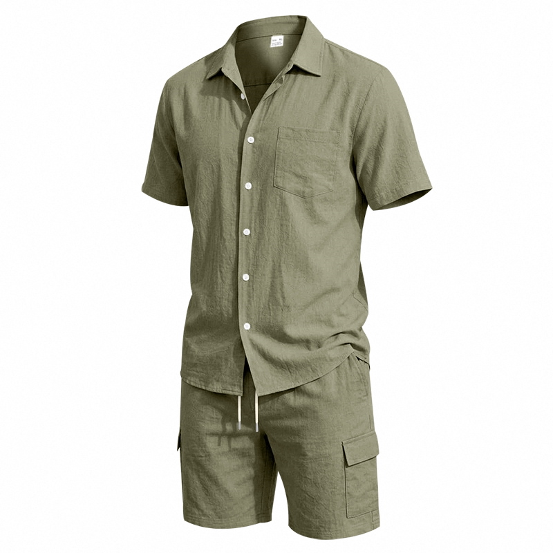 Męski letni lniany dwuczęściow – Linen Shirt Breathable recenzja i cena