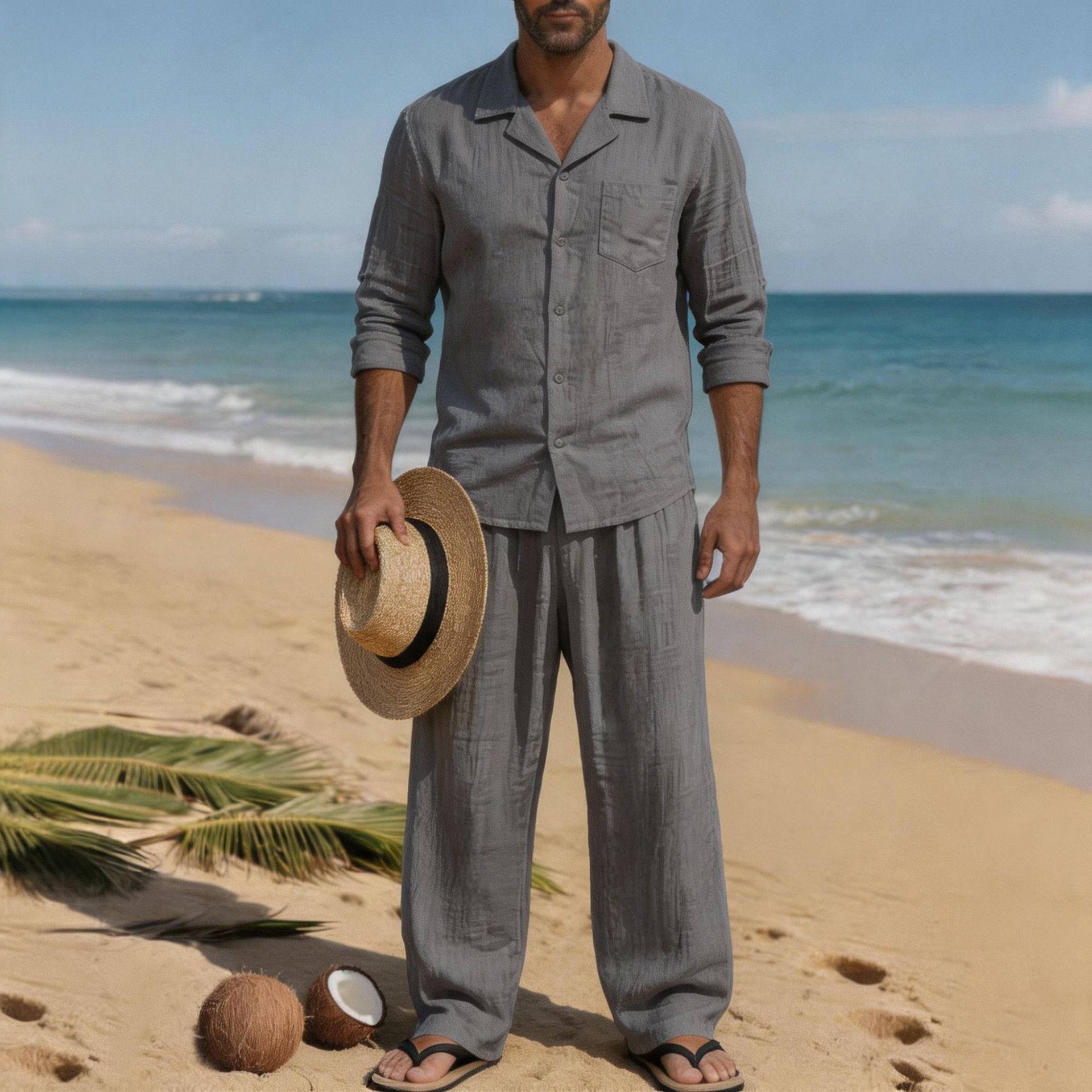 Lniany męski luźny, przewiewny – Linen Shirt Breathable recenzja i cena