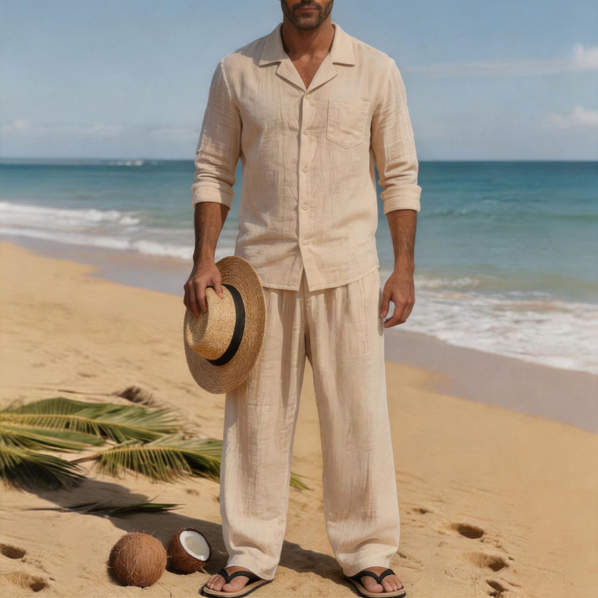 Lniany męski luźny, przewiewny – Linen Shirt Breathable recenzja i cena