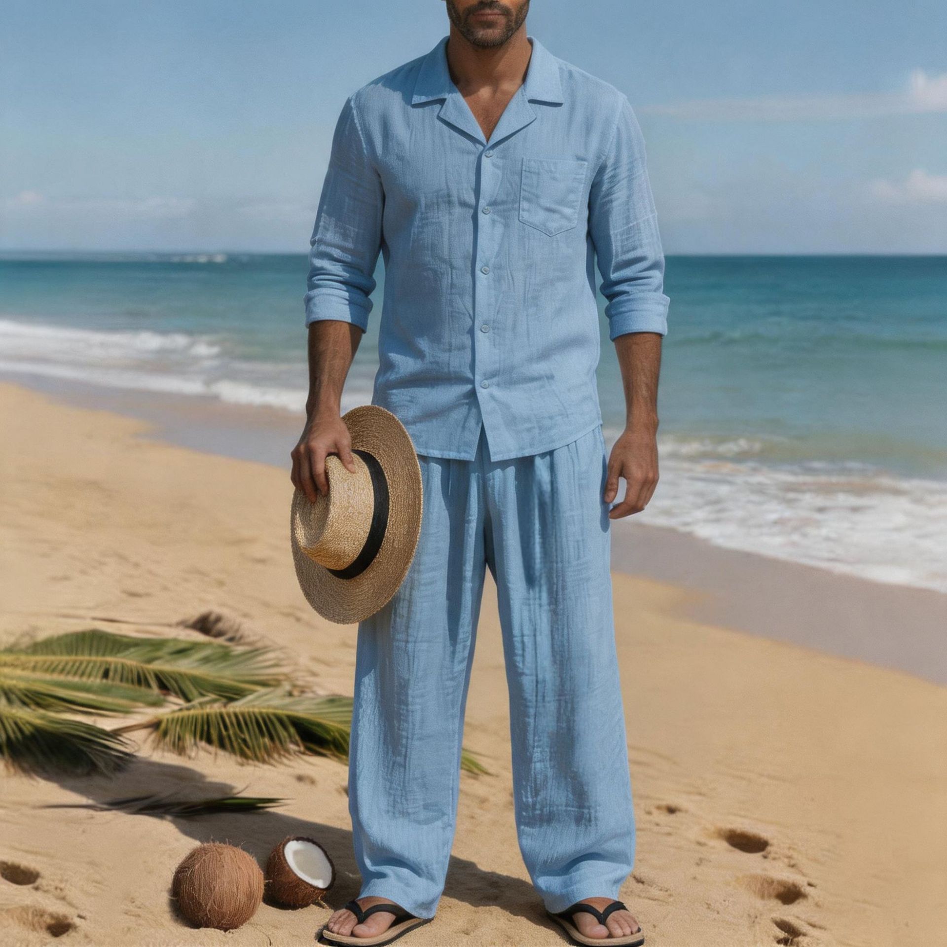 Lniany męski luźny, przewiewny – Linen Shirt Breathable recenzja i cena